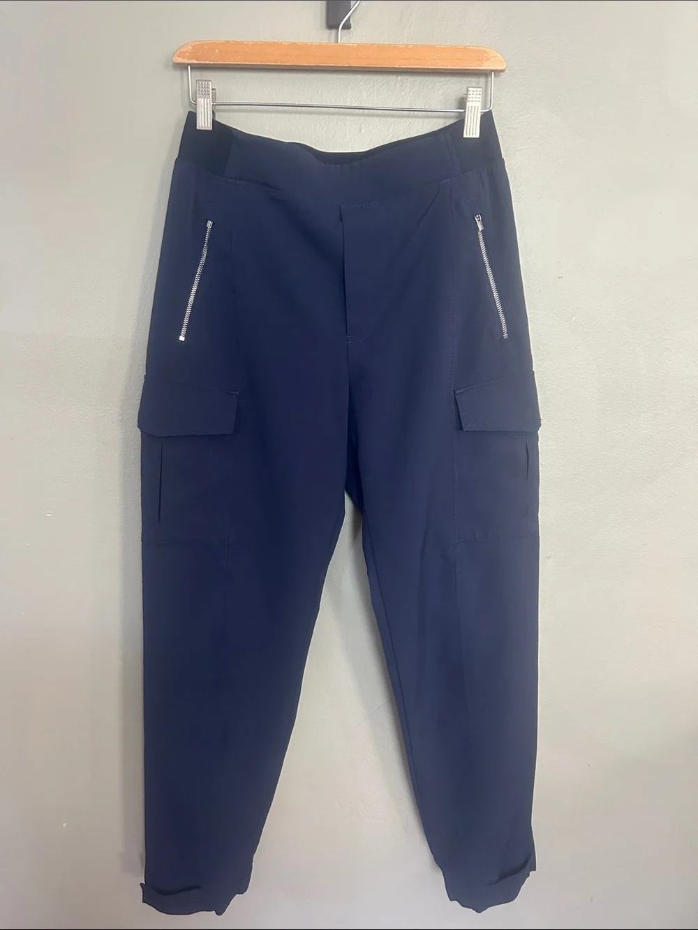 Athleta Navy Cargo Joggers with Zip Pockets